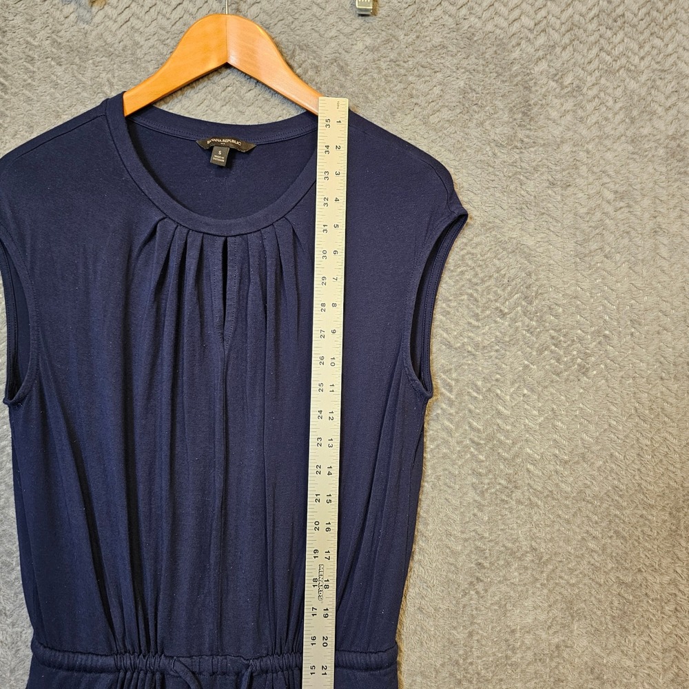 Banana Republic Navy Blue Pleated Keyhole Drawstring Waist Knit Dress Small - Picture 3 of 7